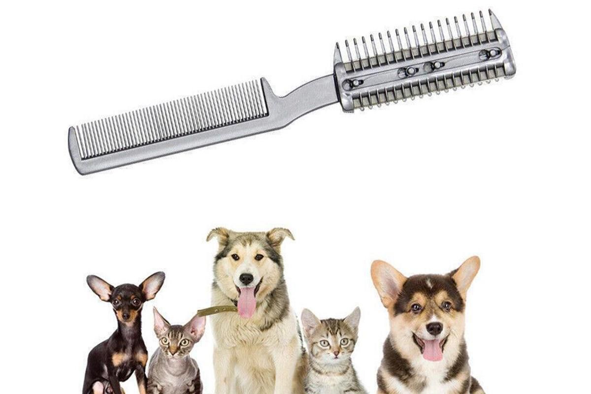 Two Sided Pet Grooming Comb with Razor for Dog Cat Fur Trimming and Thinning