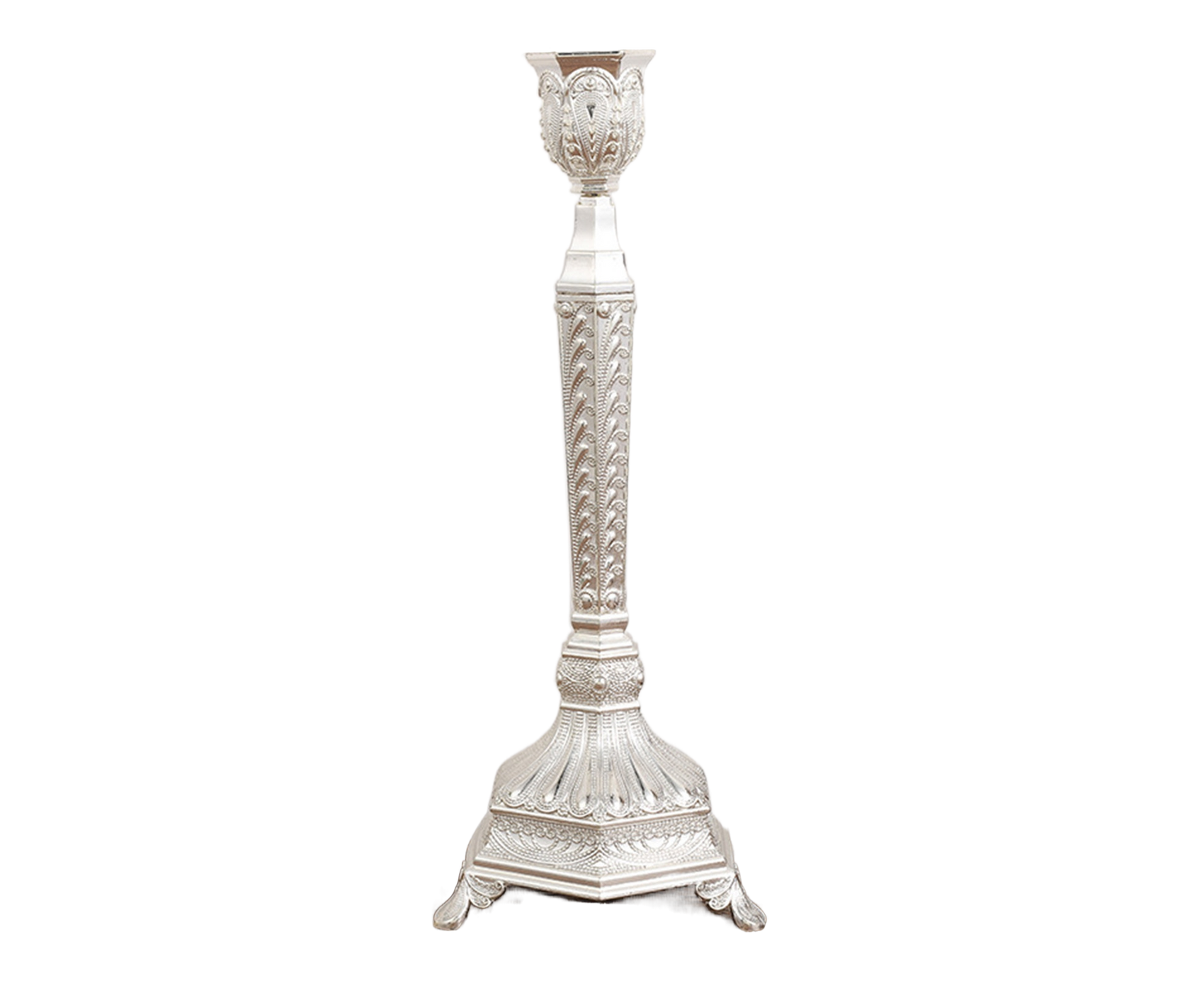 Glossy Candlestick Holder-Silver Short