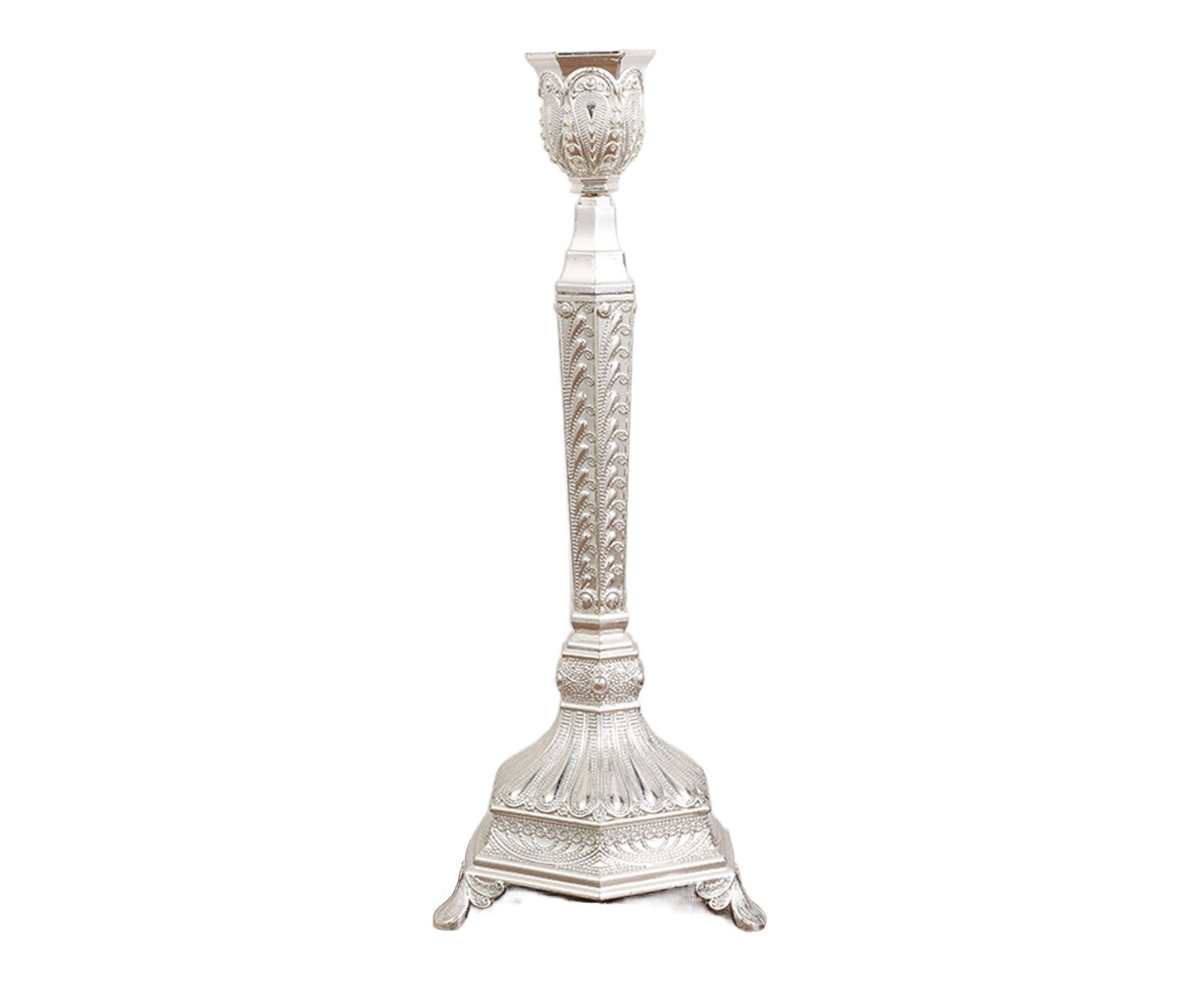 Glossy Candlestick Holder-Silver Short