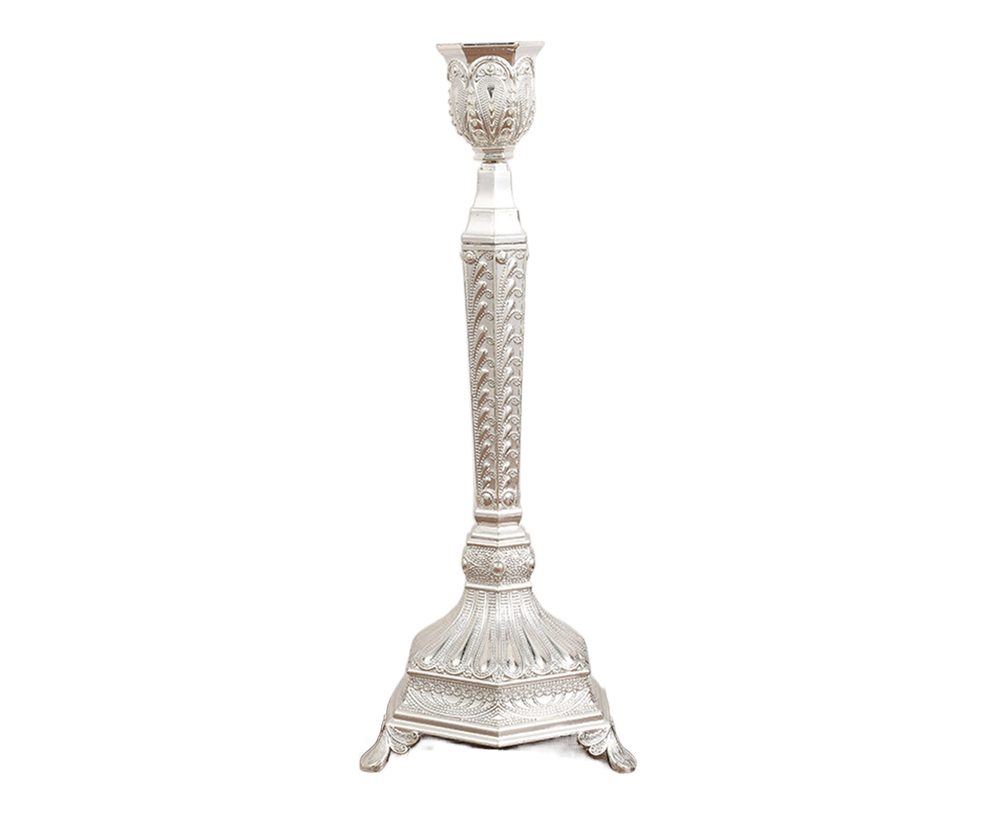 Glossy Candlestick Holder-Silver Short