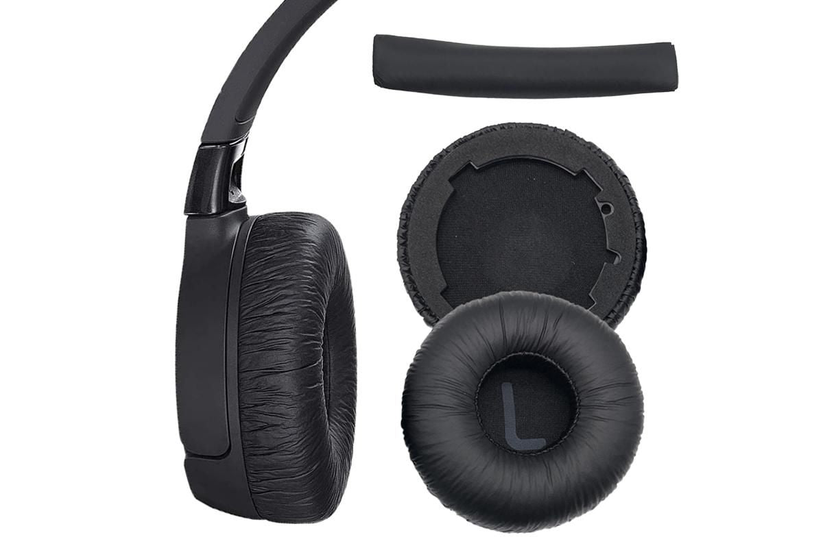 Ear Pads Cushion Cover Replacement Headband Replaceable Foam Headphone Cover for JBL Tune600BT T660NC T670NC Wireless Headphone Ear Pads Headphone Ear Pad Repair Parts -Black