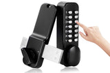 Gate Door Locks Set with Keypad Mechanical Keyless Entry Door Lock for Garden Garage Yard -Black