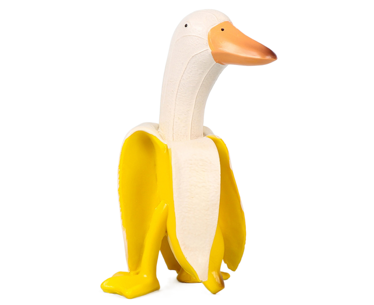 Duck Resin Statue Banana Duck Shape Unique Design Waterproof Duck Gardening Decoration for Outdoor
