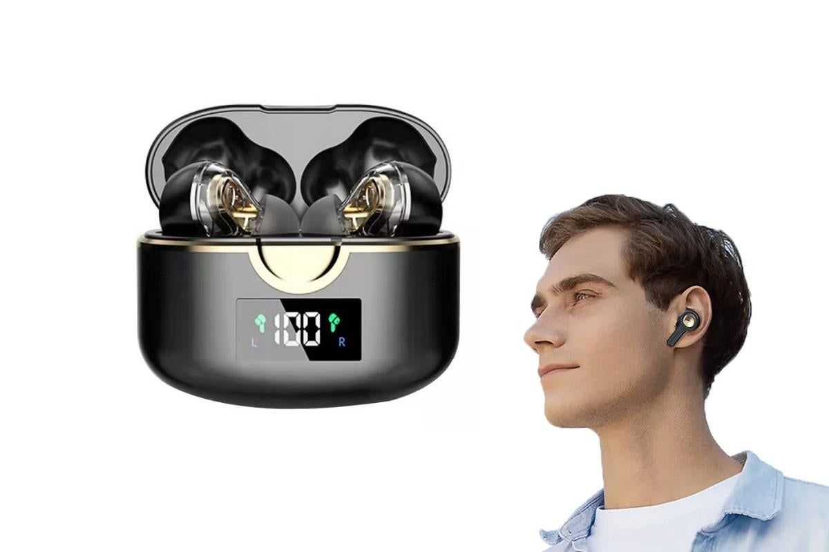 Wireless Earbuds Bluetooth Headphones Wireless Charging Case LED Display Over Ear Buds Mini Wireless Earbuds for Sports Workout