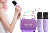 Mini Karaoke Machine Toys Gifts Portable MP3 Player with 2 Wireless Microphone - Purple