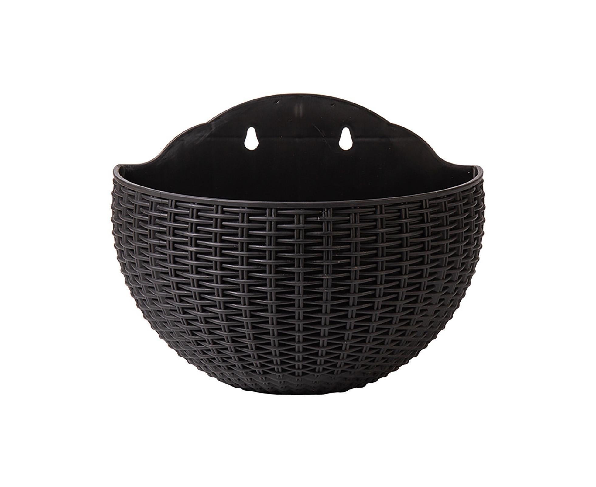 Flower Pot Exquisite Wall-mounted Plastic Wall Hanging Basket Flowerpot for Garden-Black