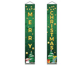 1 Pair Christmas Couplet Scene Layout Thicker Xmas Porch Sign Hanging Banner Party Supplies-Green