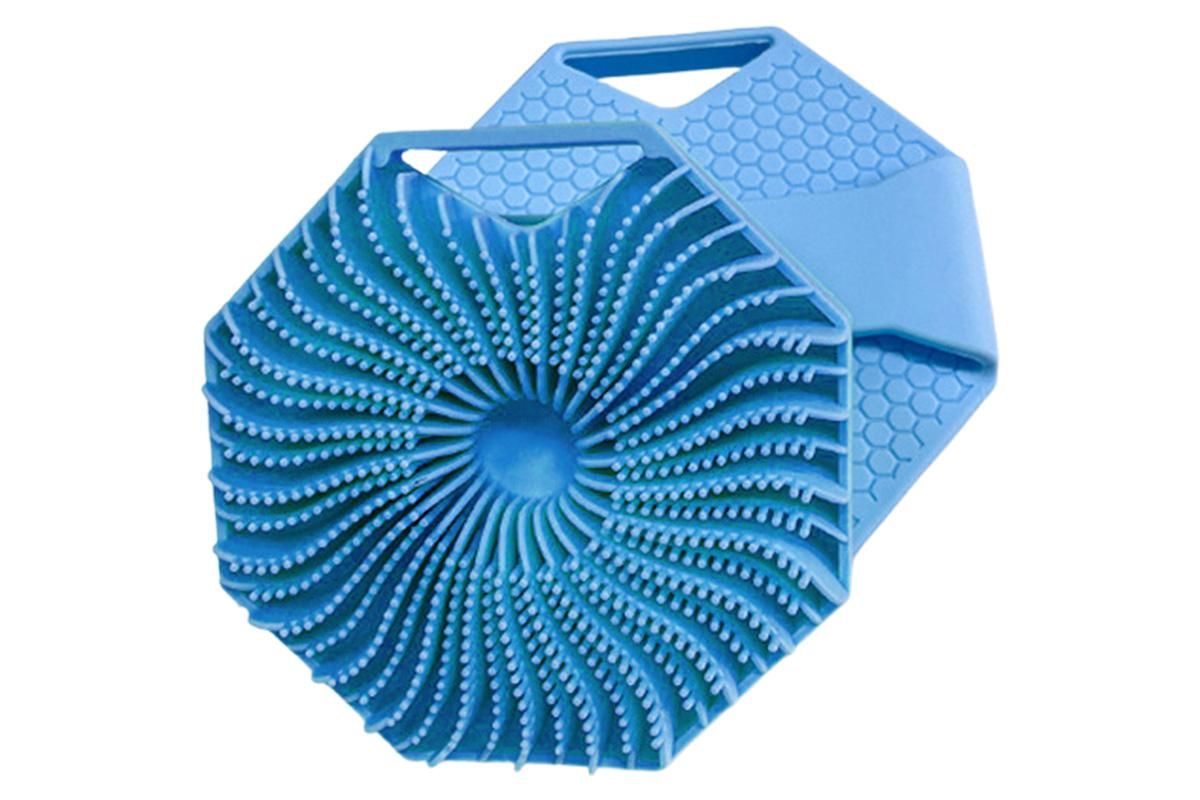 Silicone Body Cleansing Brush Shower Scrubber Gentle Exfoliating and Massage for all Kinds of Skin -Blue