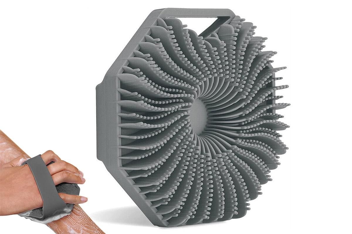 Silicone Body Cleansing Brush Shower Scrubber Gentle Exfoliating and Massage for all Kinds of Skin -Gray