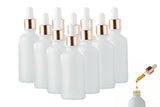 10 Pack Glass Dropper Bottles Rose Gold Caps for Essential Oils - 50ml