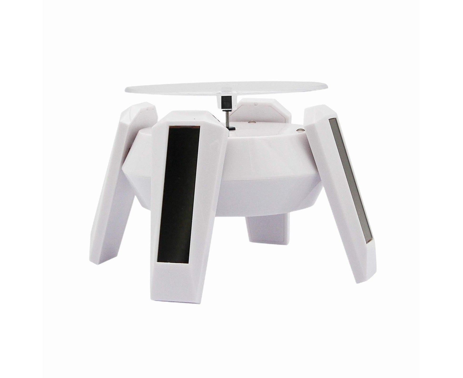 360-Degree Rotating Solar Display Stand Turntable Phone Holder with LED Light-White