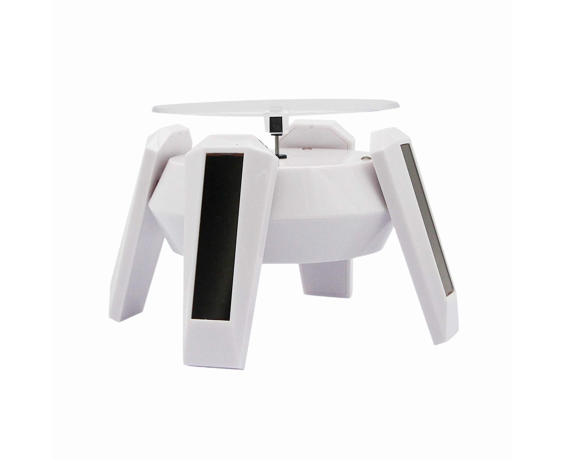 360-Degree Rotating Solar Display Stand Turntable Phone Holder with LED Light-White