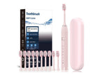 Electric Toothbrush with 10 Brush Heads and Travel Case Rechargeable Toothbrush Sets -Pink