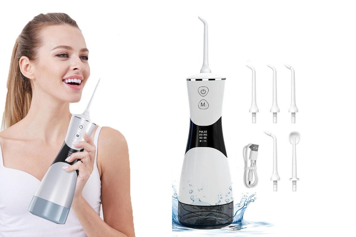 Cordless Water Dental Flosser for Teeth with 5 Jet Tips 350ML Tank Oral Irrigator Rechargeable Water Floss for Home Travel