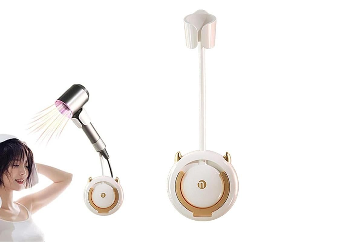 Hands-Free Hair Dryer Holder Adjustable Lazy Bracket -White-gold