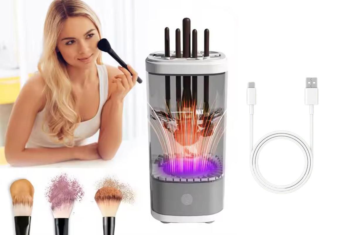 Electric Makeup Brush Cleaner and Dryer Machine Automatic Brush Super Fast Cleaning Tool -Grey
