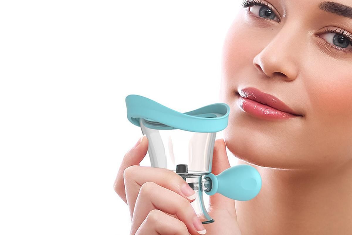 Manual Air Pressure Eye Cleaning Cup Clear Silicone Eye Cup -Blue