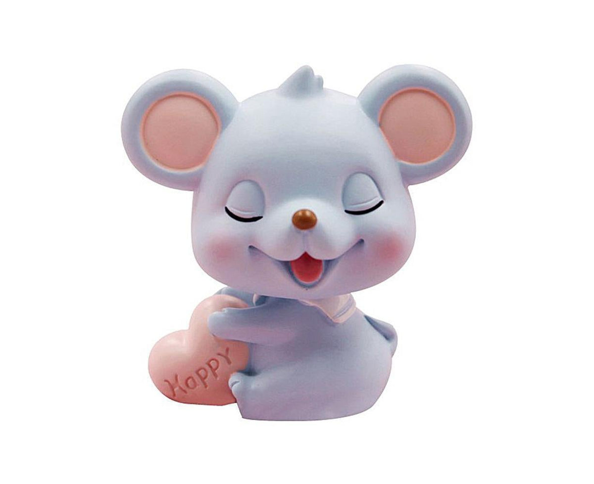 Resin Cartoon Nodding Mouse Car Dashboard Bedside Ornament 2020 New Year Gift-Blue
