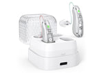 Smart Noise Reduction BTE Hearing Aid with Charging Case Rechargeable Sound Amplifier - Silver
