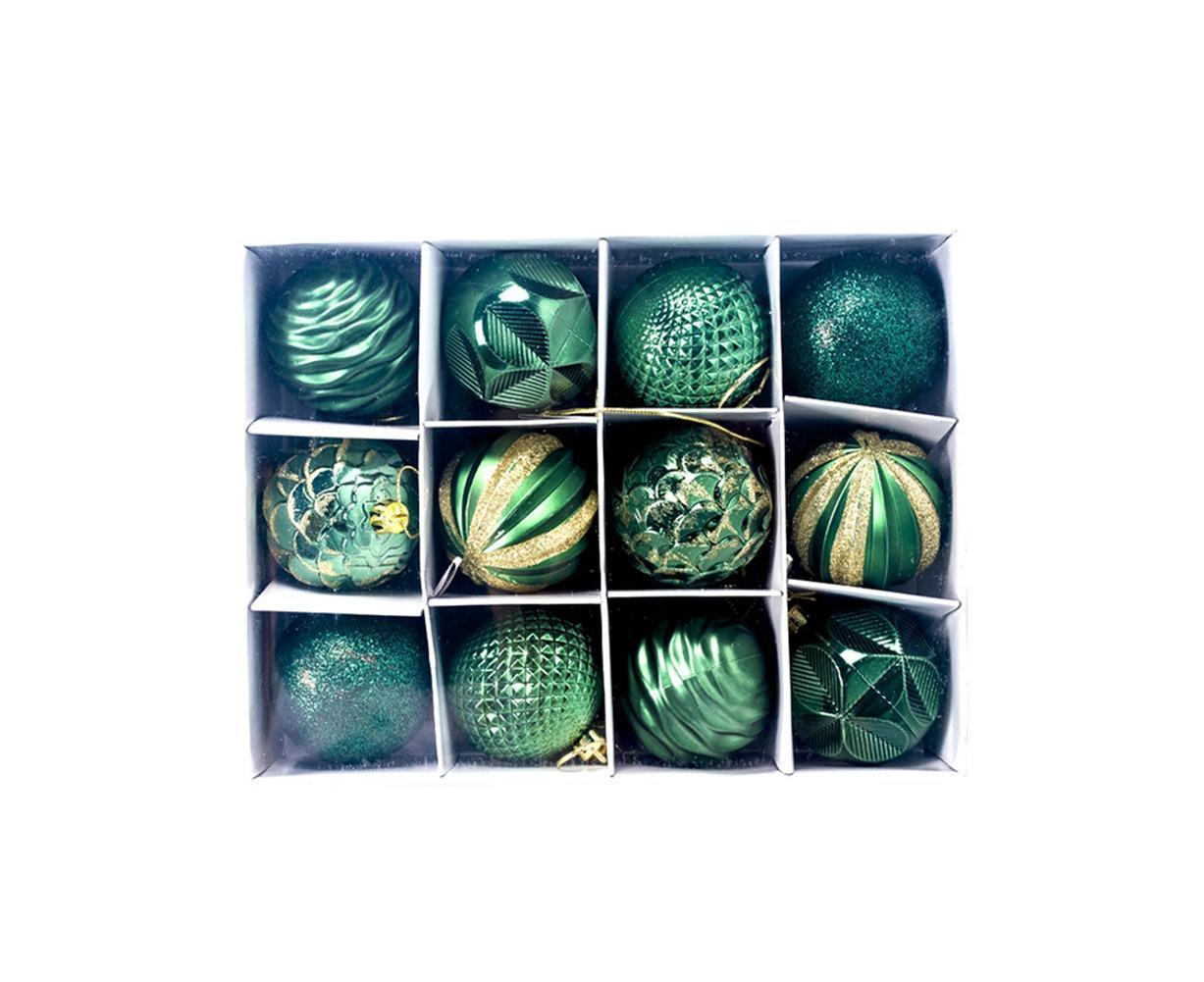 12Pcs 5.5cm Glitter Baubles Balls Christmas Tree Ornament Party Hanging Decor-Green