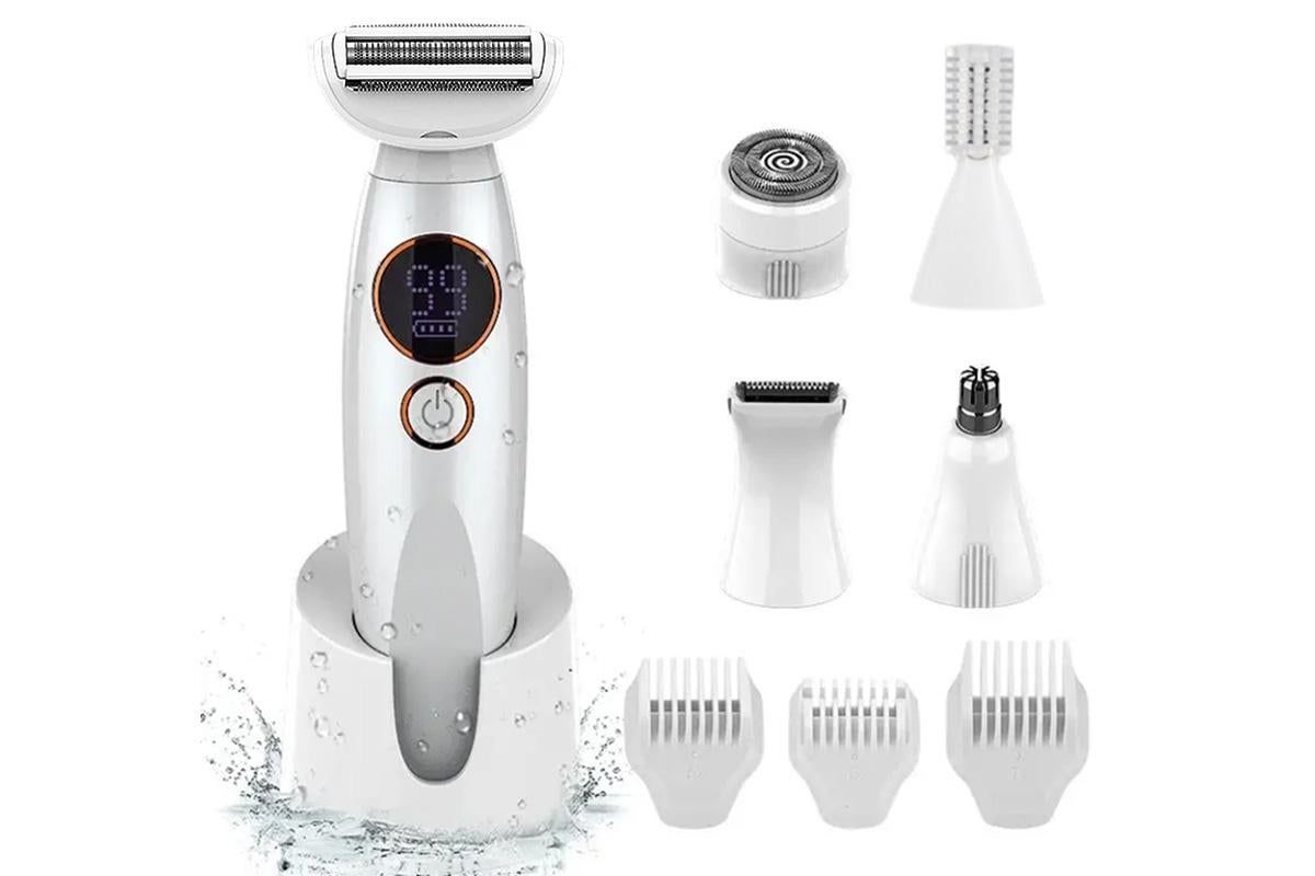 5 in 1 Lady Shavers for Women Bikini Trimmer with LED Display for Underarm Legs