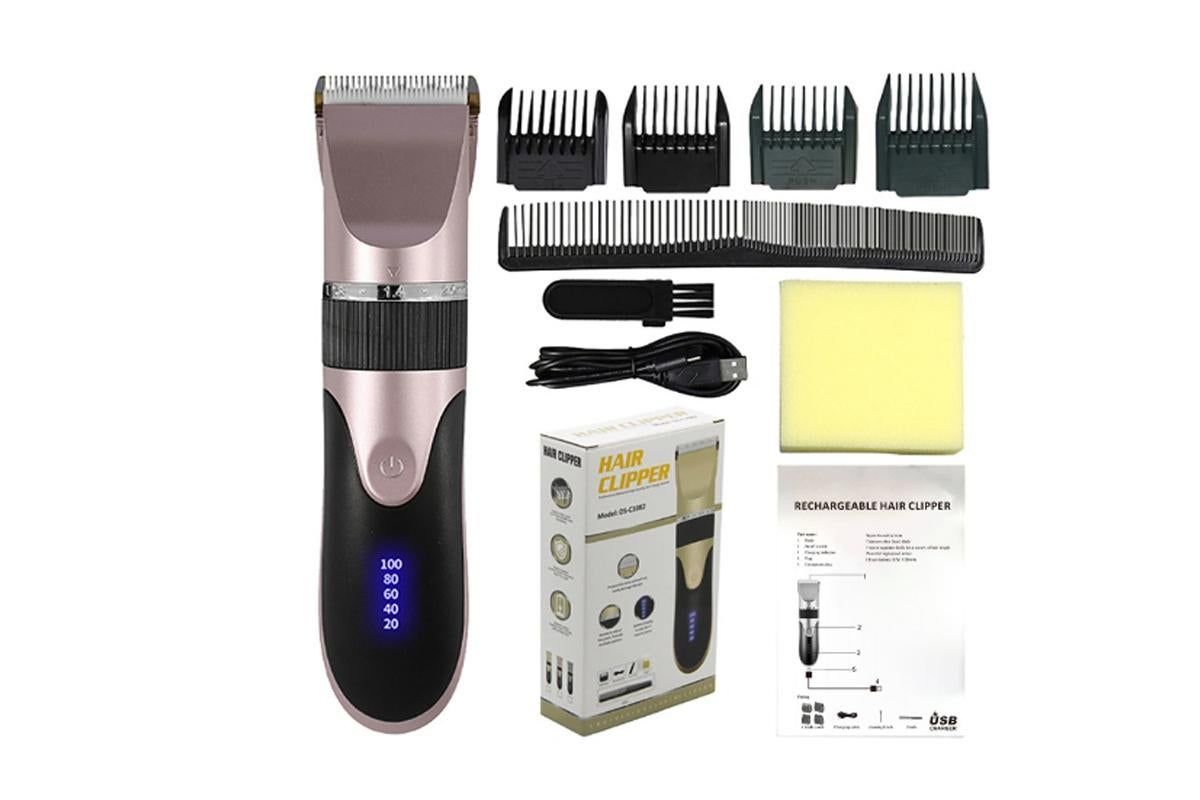Hair Clippers for Men Professional Cordless Barber Clippers Cutting Mens Hair Trimmer with 4 Guards Mens Cutting Kit -Pink