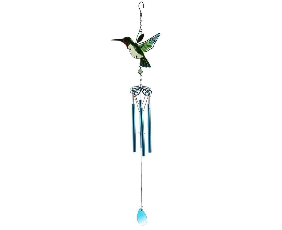 Cute Hummingbird Metal Tubes Wind Chime Bell Home Yard Wall Hanging Ornament-Green Wind Chime Tube