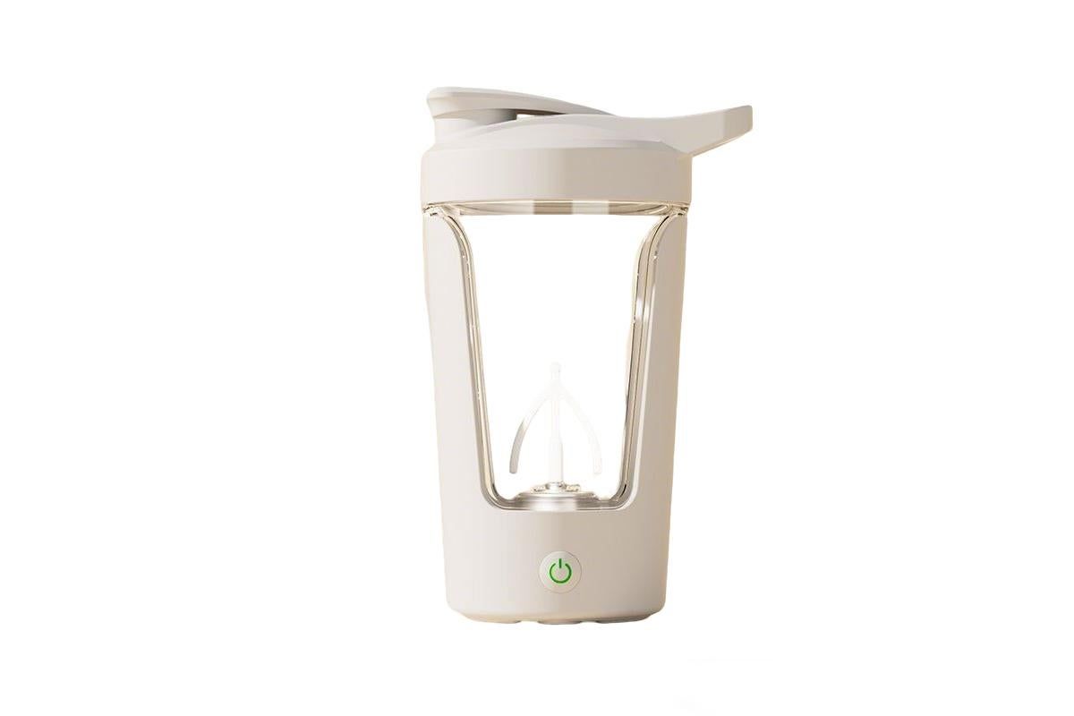 Electric Shaker Bottle USB Rechargeable Protein Mixer Cup Auto Blending Mug - White