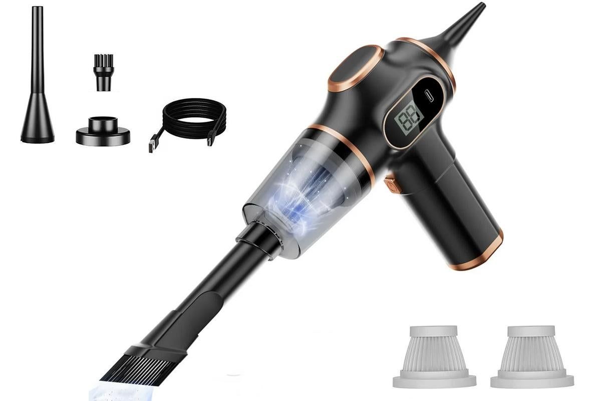Car Vacuum Portable Cordless 2 in 1 Vacuum Cleaner Air Duster Handheld Vacuum Cordless with 3000mAh Battery - Black
