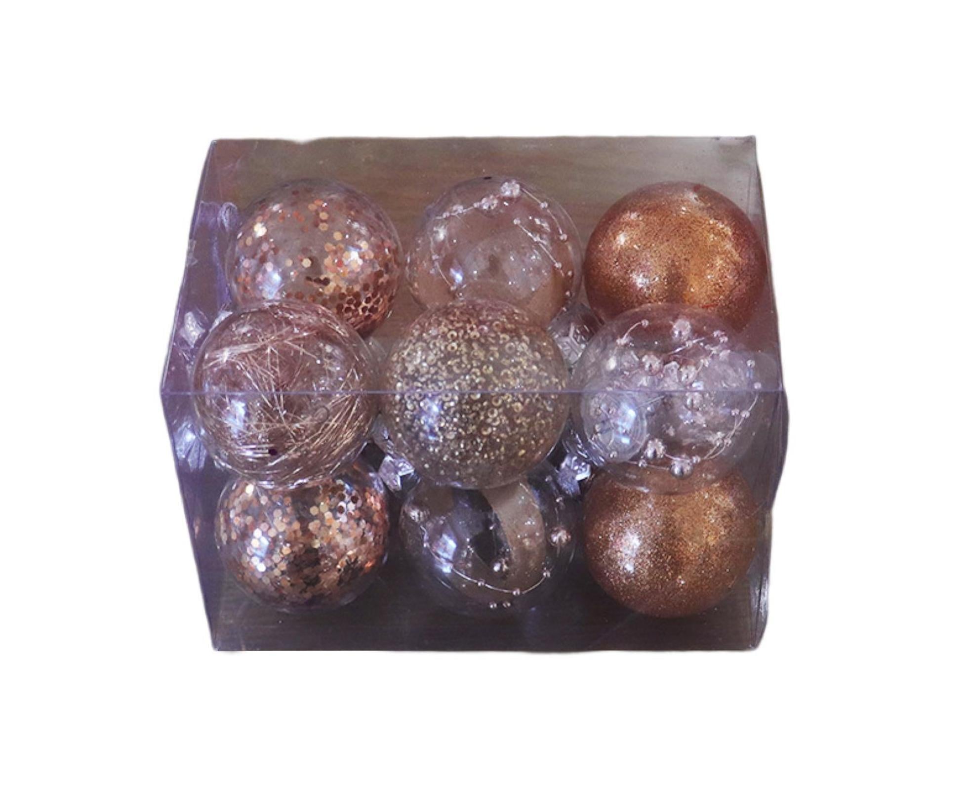 Glitter Xmas Tree Balls-Rose Gold