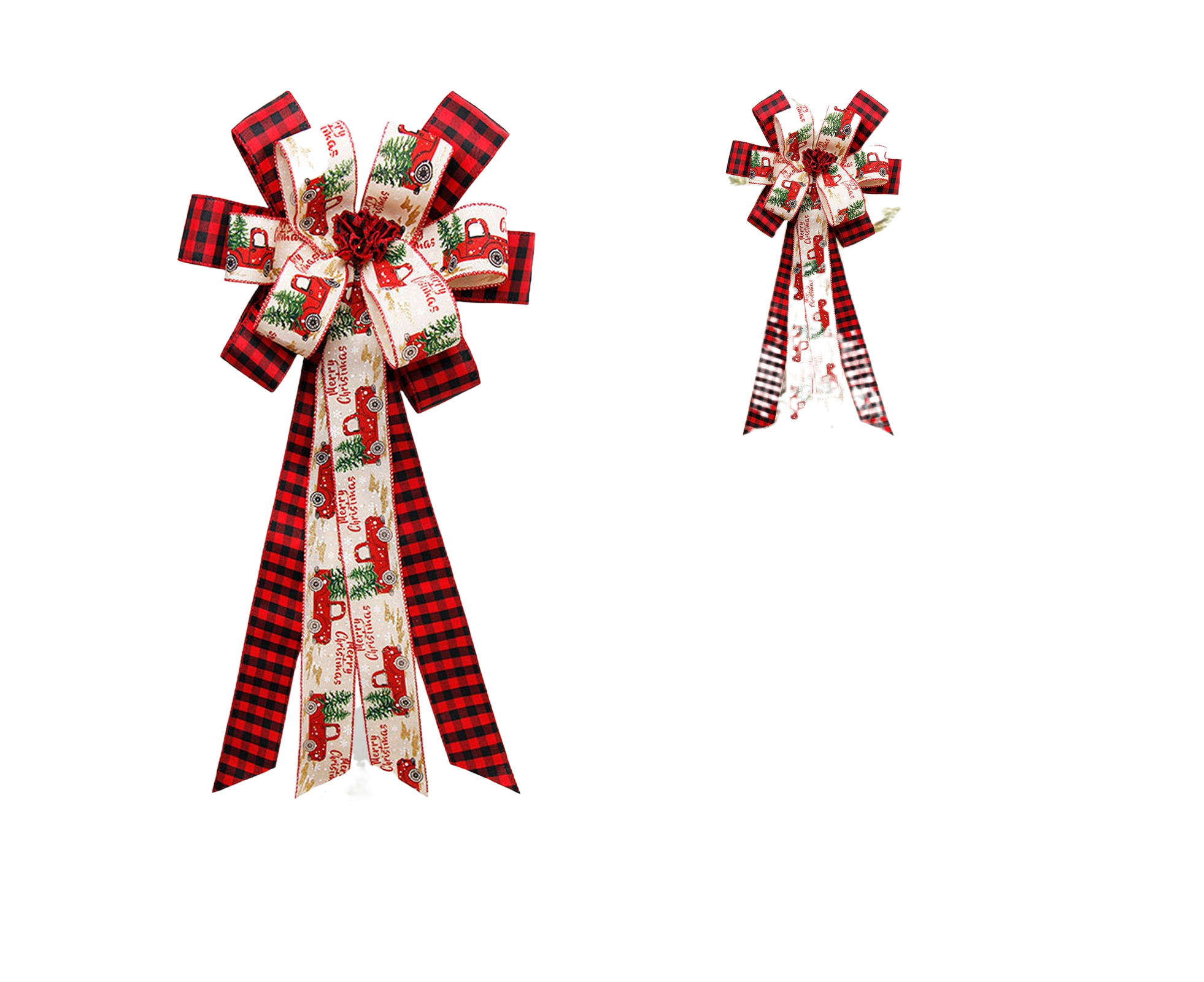 Buffalo Plaid Bow Pendant-Red Black