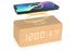 Digital Alarm Clock Wooden Table Desk Bedside LED Clock with Wireless Charger -Light Wood