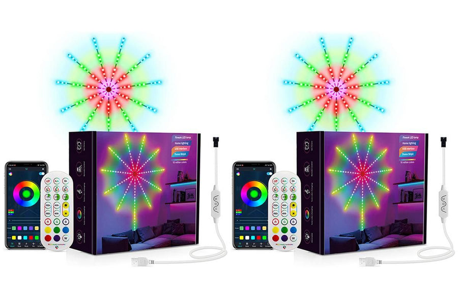 Two App Control Launch Burst Effect Color Changing USB Smart Firework Led Strip Lights with Remote for Christmas Decor Bedroom