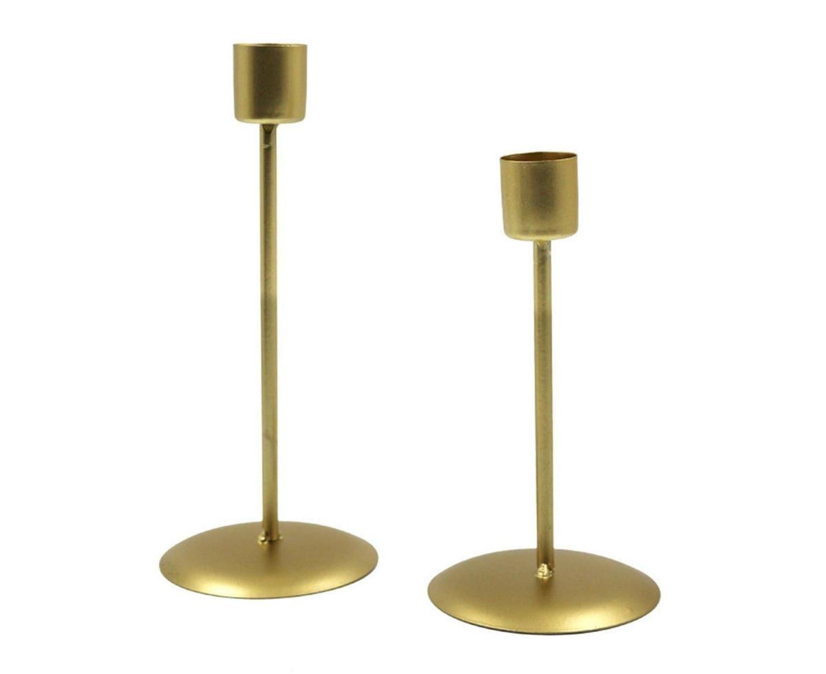 2Pcs Candlestick Exquisite Decorative Simple Nordic Style Candlelight Stand Home Decor -Golden