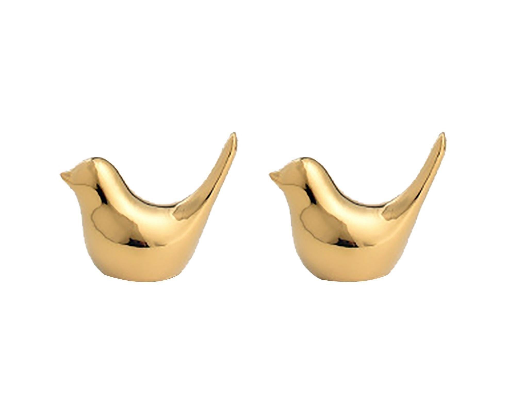2Pcs Display Mold Wear-resistant Bird Pattern Ceramic Little Bird Statue Ornament for Bookshelf- S