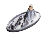 Teahouse Waterfall Lotus Backflow Incense Burner Ceramic Censer Home Decoration- C