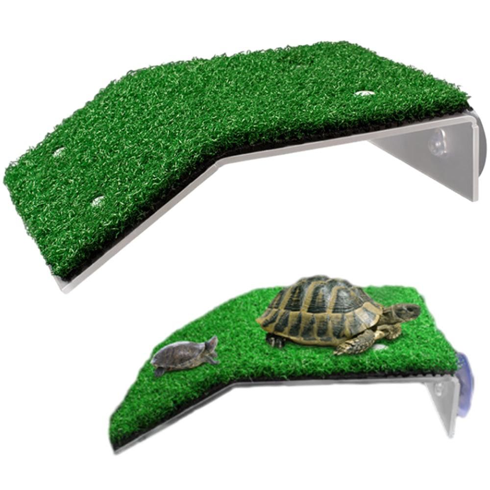 Turtle Basking Platform Simulation Grass Turtle Ramp for Fish Tank Aquarium - S