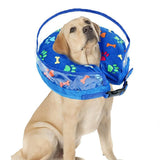 Soft Inflatable Pet Dog Cone Collar Anti Licking Scratching Blue - S