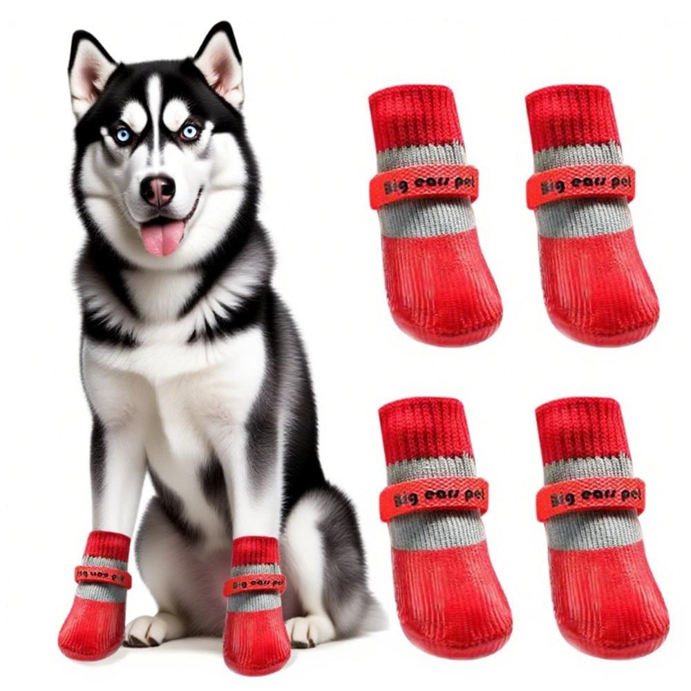 Waterproof Anti Slip Pet Shoes with Rubber Sole for Indoor and Outdoor Use Red - S