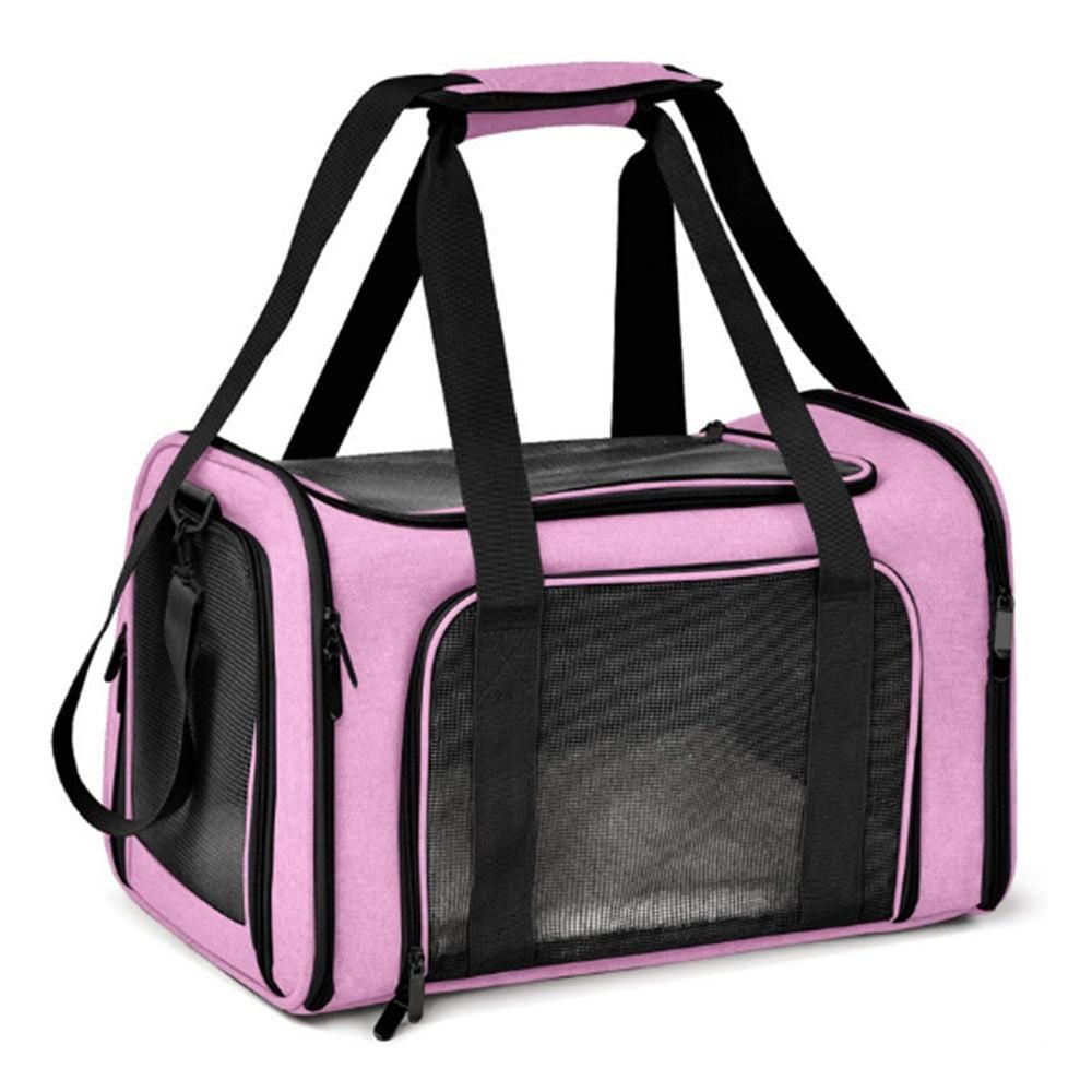 Foldable Travel Pet Carrier Bag Portable Cat Dog Kennel Bag Pink - M