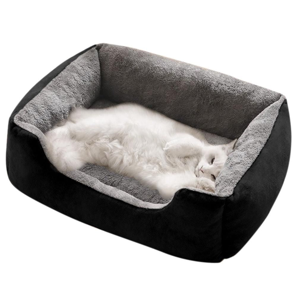 Rectangle Pet Bed for Dogs Cats Beds Warming Soft Calming Sleeping Puppy Bed Black - M