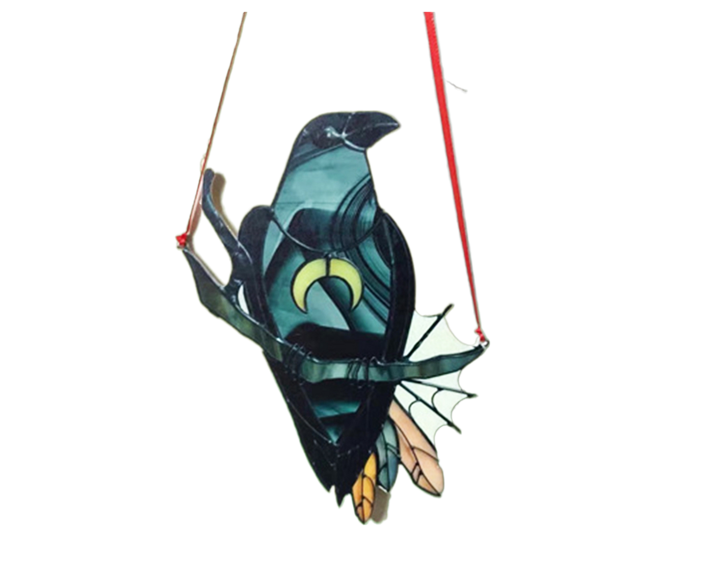 Pendant Crow Pattern Landscaping Ornaments Acrylic Door Wall Hanging Ornaments for Home-Black