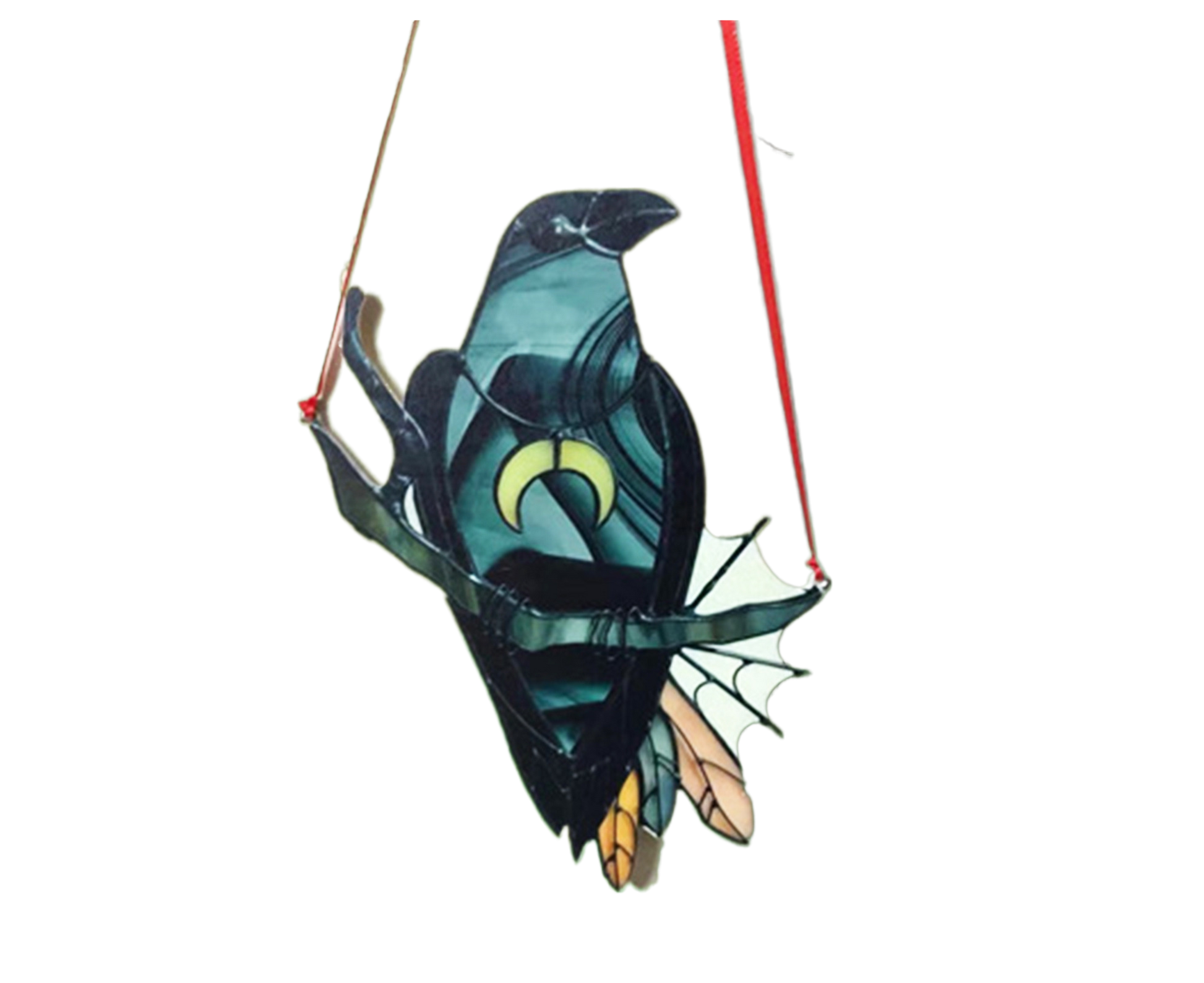 Pendant Crow Pattern Landscaping Ornaments Acrylic Door Wall Hanging Ornaments for Home-Black