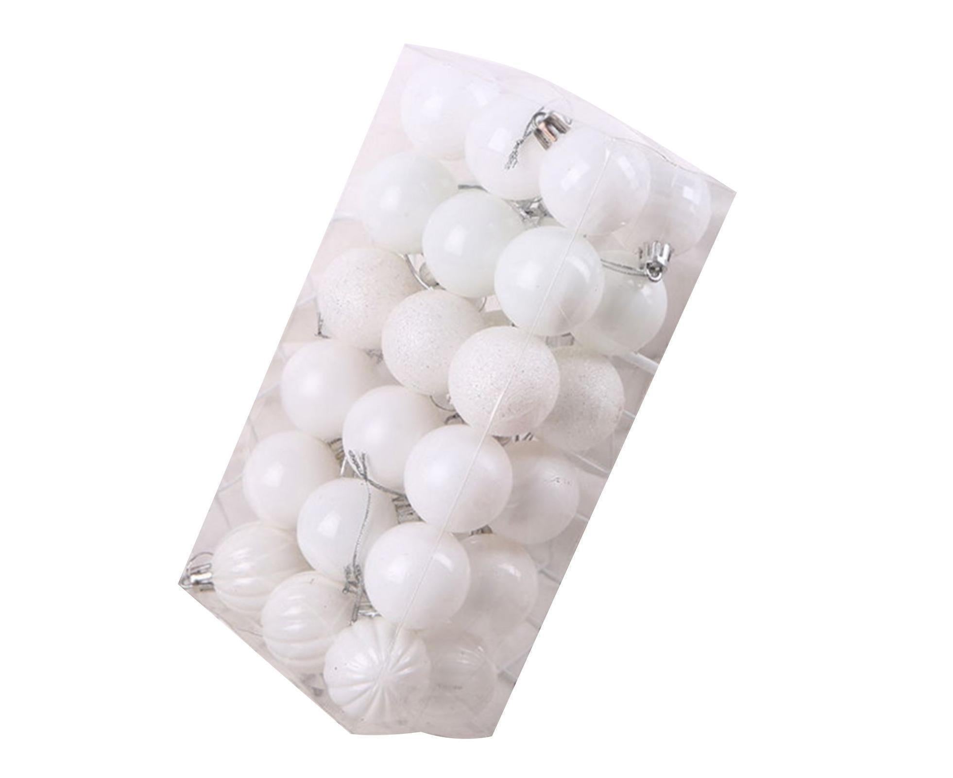 36Pcs Christmas Tree Balls Festival Home Party Mall Xmas Hanging Decor Ornament-White