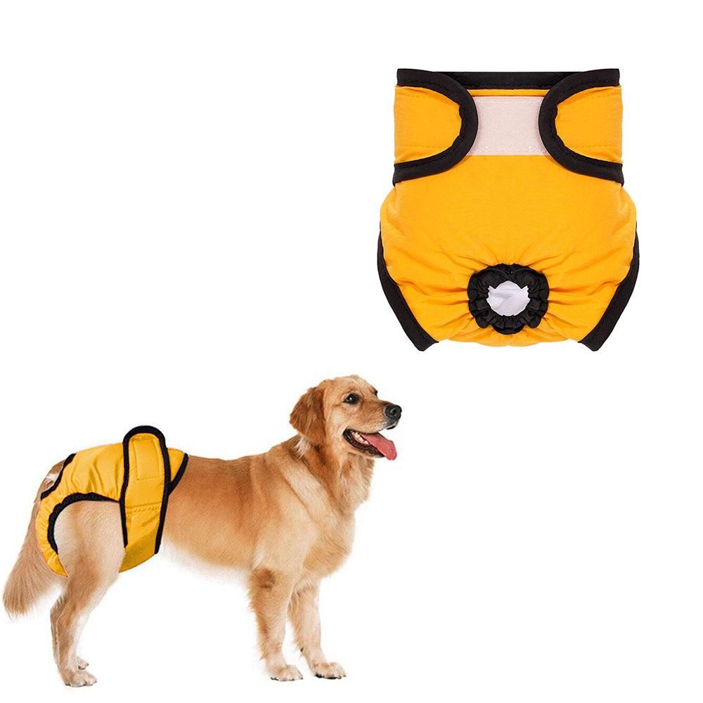 Washable Female Pet Nappy Diaper Dog Cat Physiological Pants Yellow - S