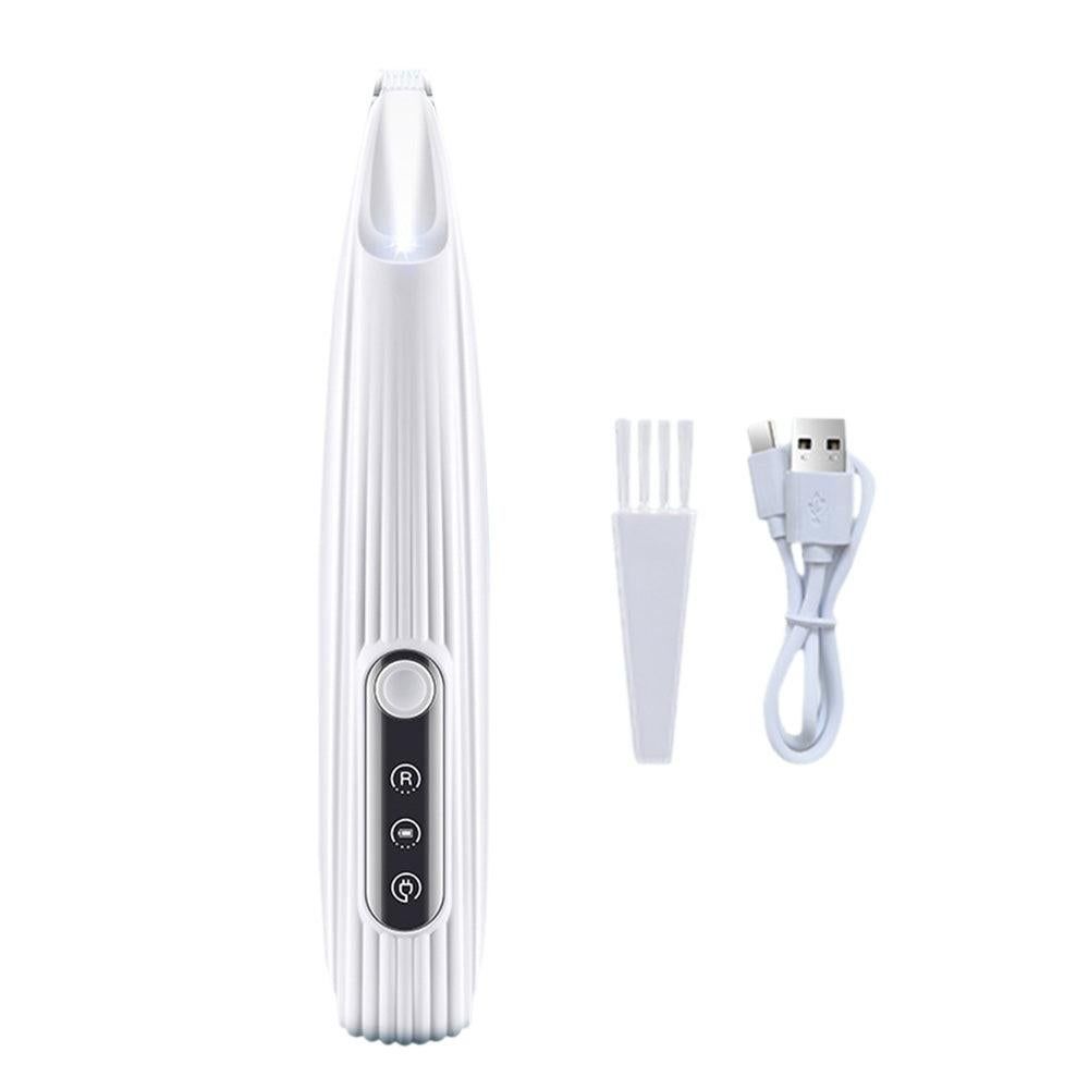 Dog Paw Trimmer with LED Light Rechargeable Pet Hair Clippers for Small Dogs Cats White