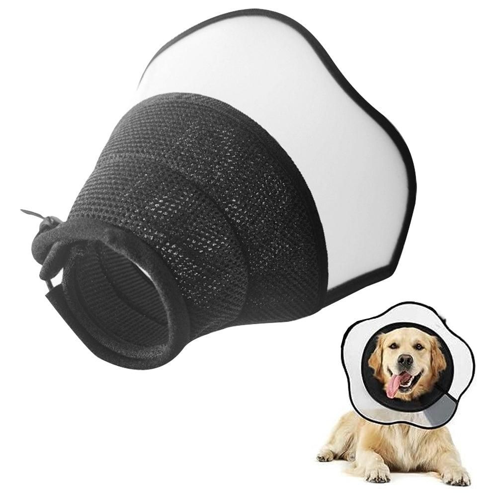 Pet Dog Cone Collar Soft Neck Collar Adjustable Pet Elizabethan Collar Black - M