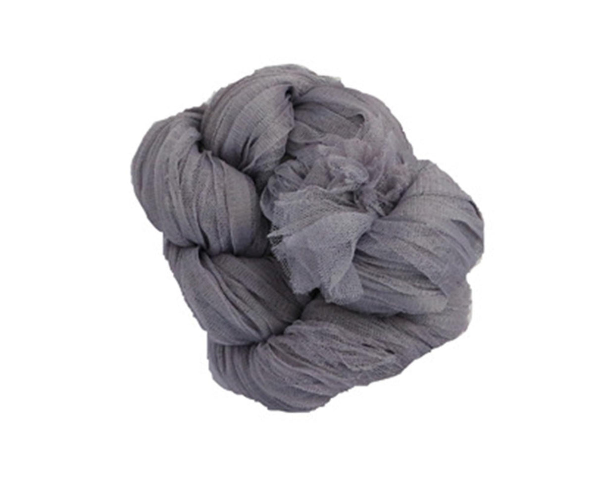 Exquisite Look Gauze Table Runner Anti-fade Net Yarn Farmhouse Style Table Cloth for Party-Grey