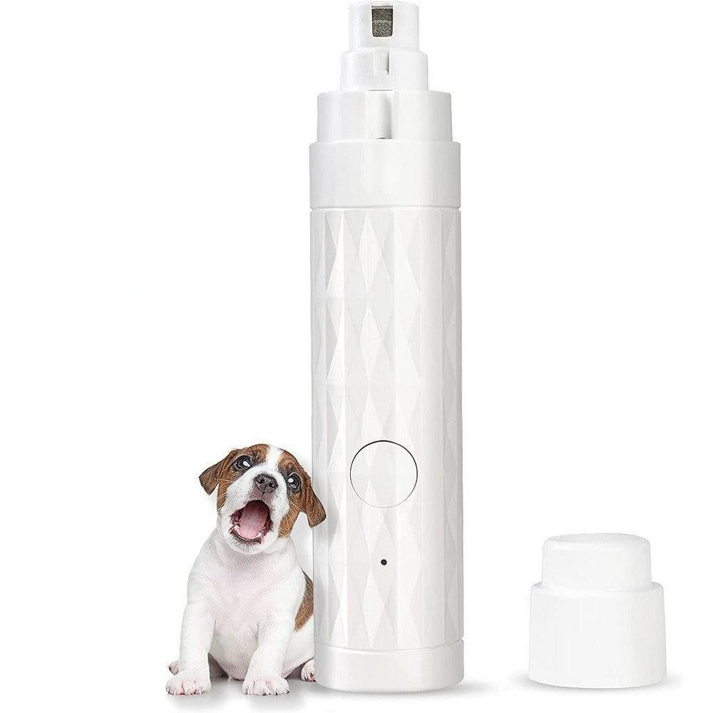 Pet Electric Nail Grinder Clippers Dog Cat LED Light Grooming Trimmer White
