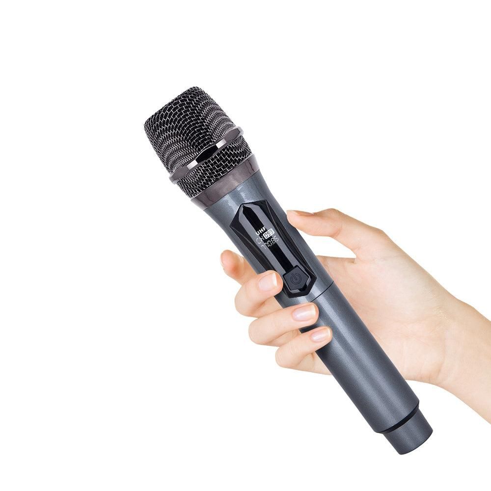 Plug and Play Wireless Microphone Rechargeable Karaoke Mic for Singing Speeches Events Gray